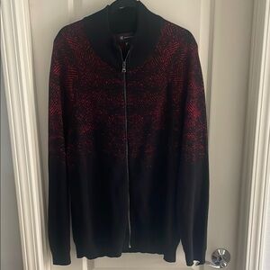 Red and Black Zip Up Sweater